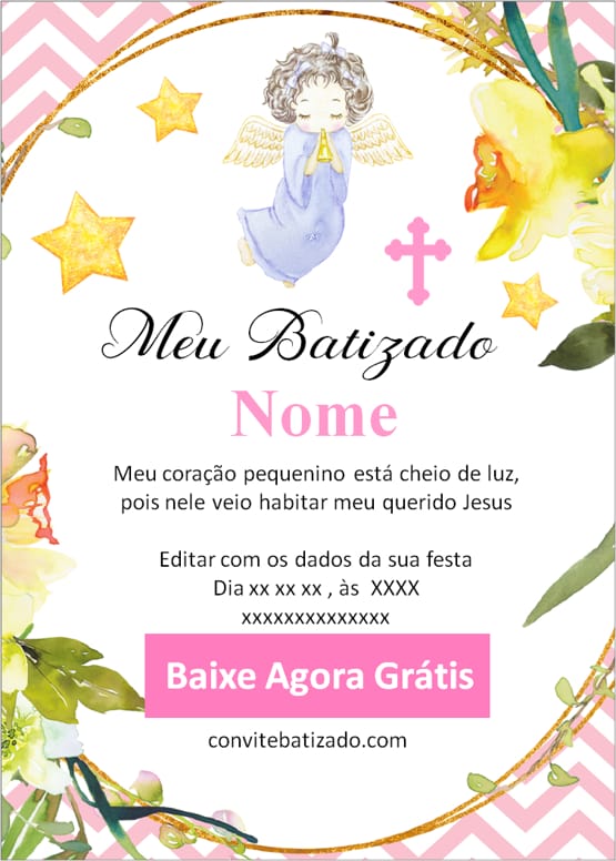 convite batizado menina anjo
