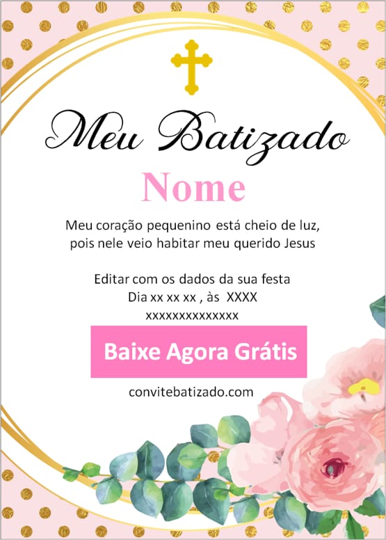 convite batizado menina