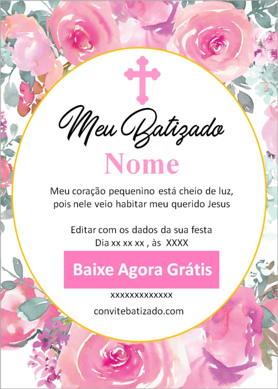 convite batizado menina online