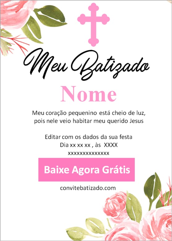 convite batizado menina whatsapp