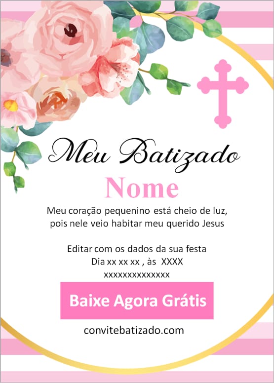 convite batizado menina delicado