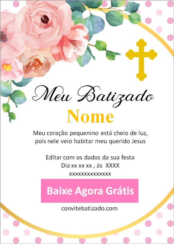 convite batizado menina simples