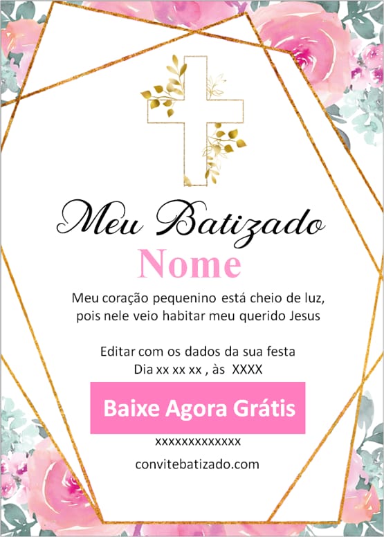 convite batizado menina original