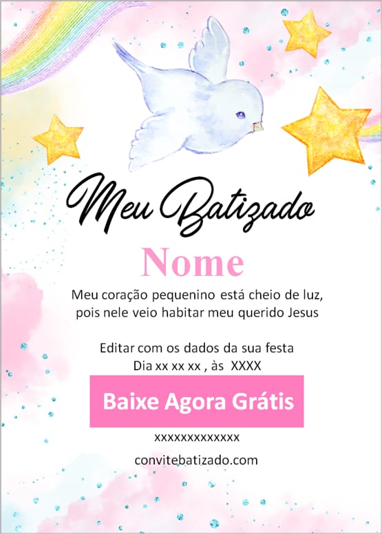 convite batizado menina alta resolução