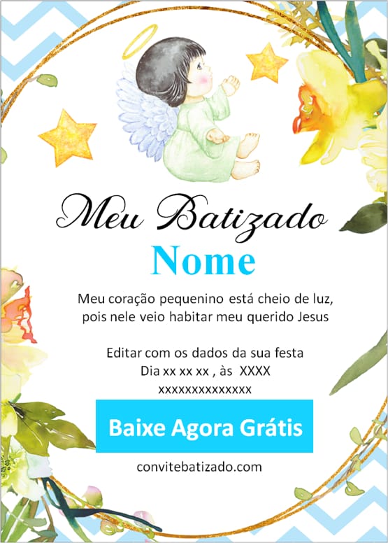 convite batizado menino editável grátis