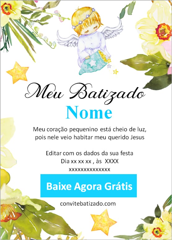 convite batizado menino anjo
