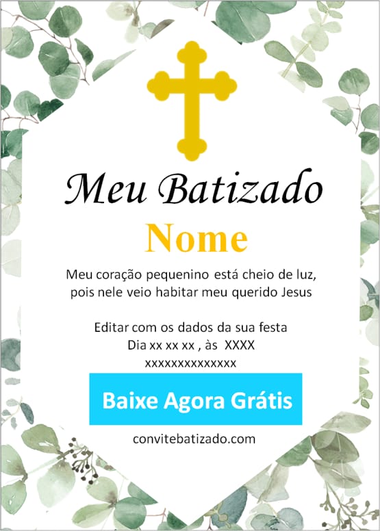 convite batizado menino modelo azul