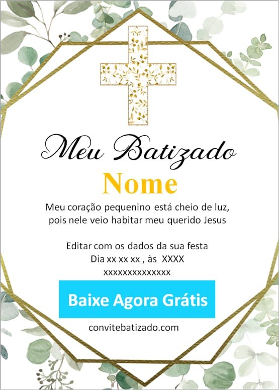 convite batizado menino luxo