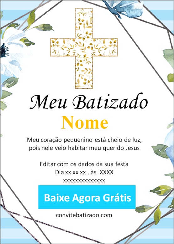 convite batizado menino delicado