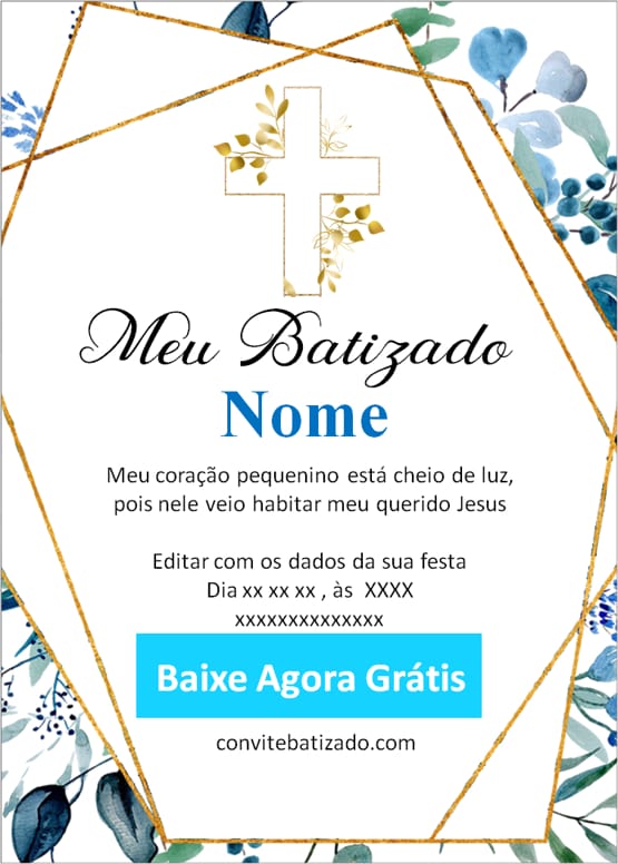 convite batizado menino elegante
