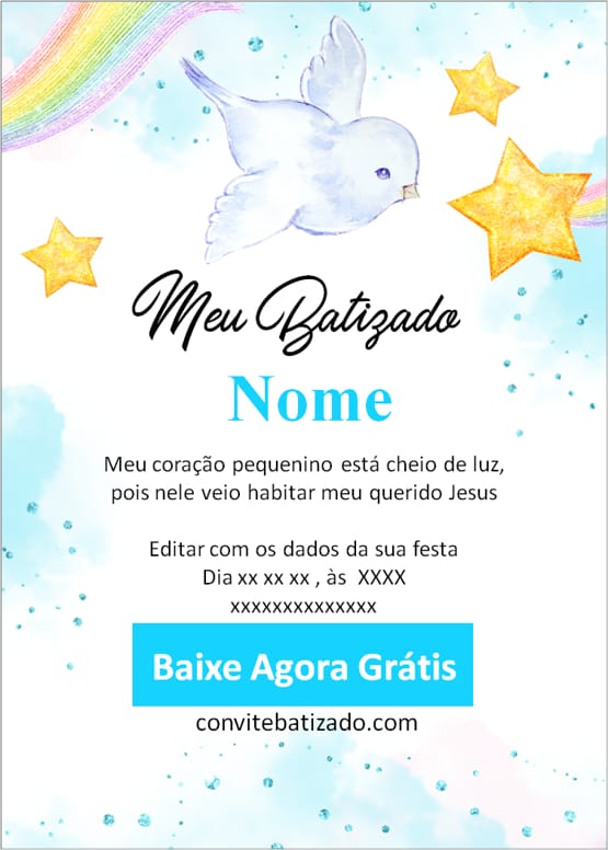 convite batizado menino original