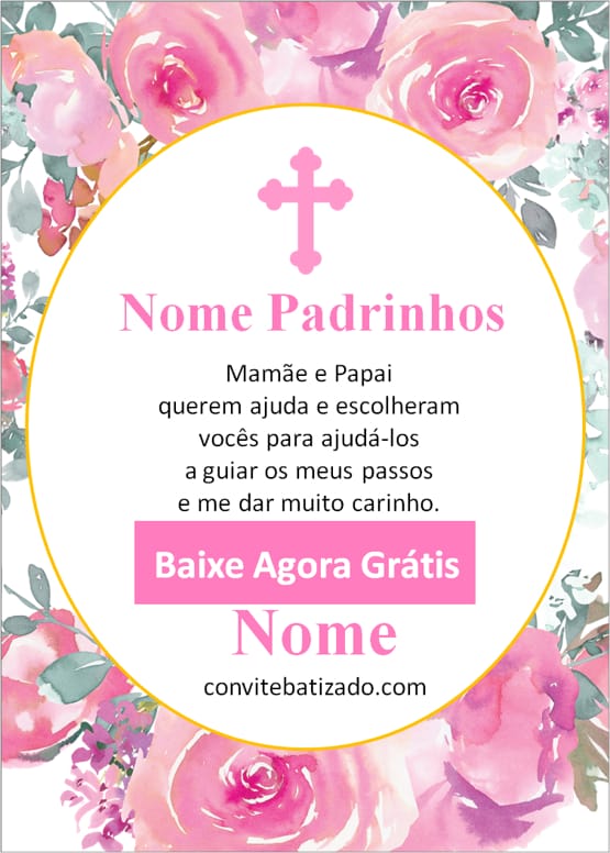 convite padrinhos batizado personalizado