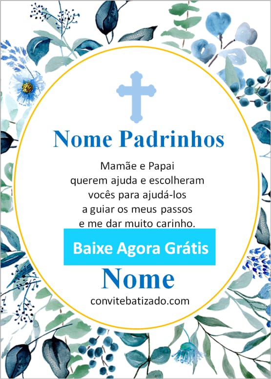 convite para padrinhos de batizado moderno
