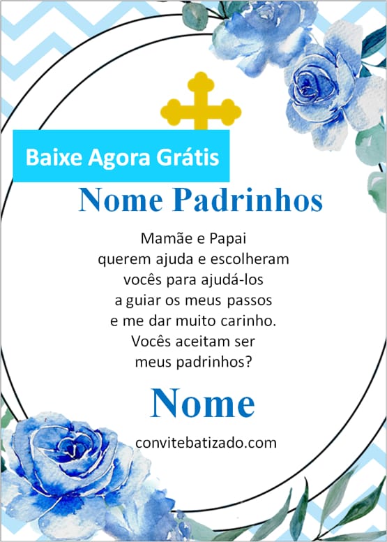 convite padrinhos batizado original