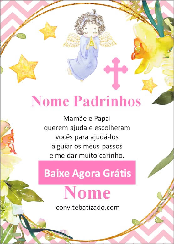convite padrinhos batizado religioso