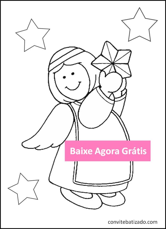 desenhos de anjinho batizado para colorir
